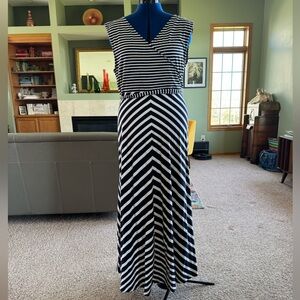 Talbots navy & white maxi dress